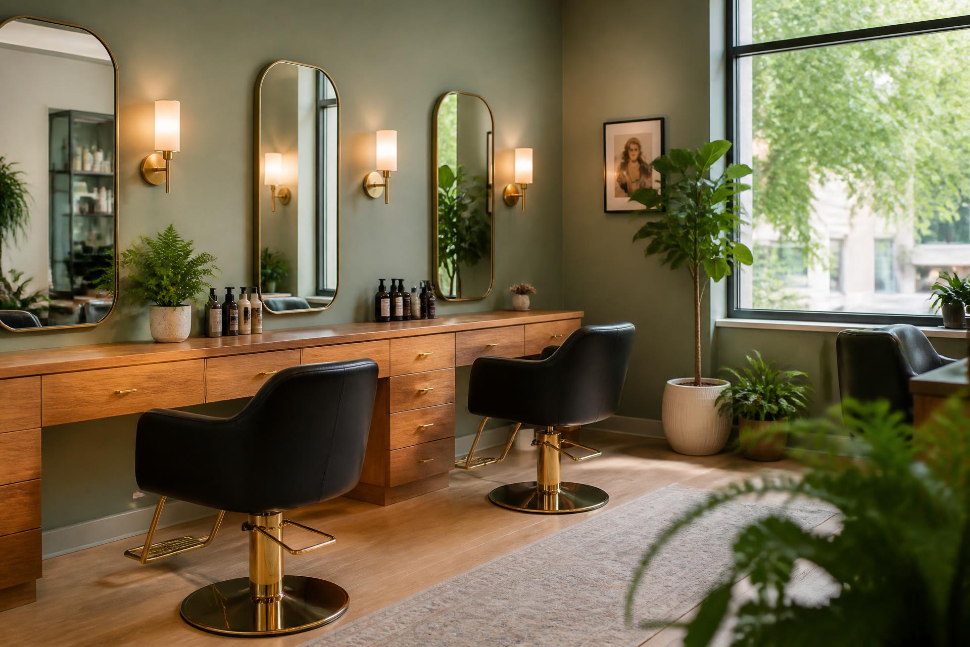 Innenraum von ieFRISEURE mit großem Fenster und Stylingplatz